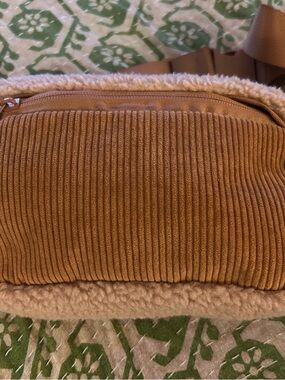Corduroy Sherpa Crossbody Bag in Camel